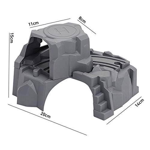 lahomia Kunststoff Grau Doppel Tunnel Holz Zug Track ACCS Tunnel Track Zug Slot Holz Eisenbahn Spielzeug Construccion – Bild 5