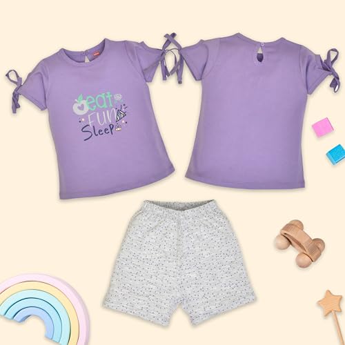 Image of LuvLap Baby Girls Regular Fit 100% Cotton Half Sleeves Girls Top CoSet Pack of 3