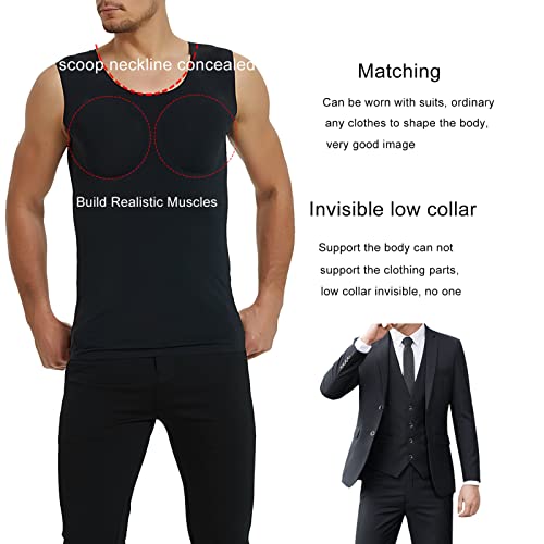 Padded Muscle Shirts for Men Fake Chest Vest Shapewear Tank Tops Removable Pad4