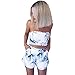 Produktbild manadlian [Design Mode Frühling Sommer Herbst Frau Drucke Aus der Schulter Oberteile Hemd Bluse + Shorts Hose Damen Zweiteiliger Anzug (S, Weiß)