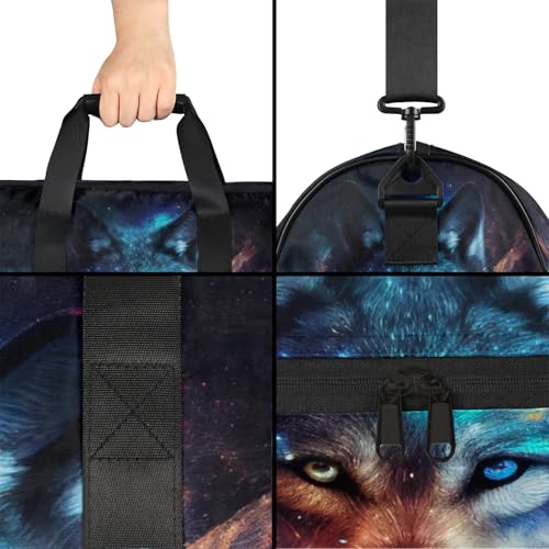 Gym Bag for Women Men Wolf Galaxy Rainbow Animal Travel Duffle Bag with Shoe Compartment Waterproof Sports Tote Bags Large Overnight Weekender Bags for Travel Swimming Gym Yoga Dance4