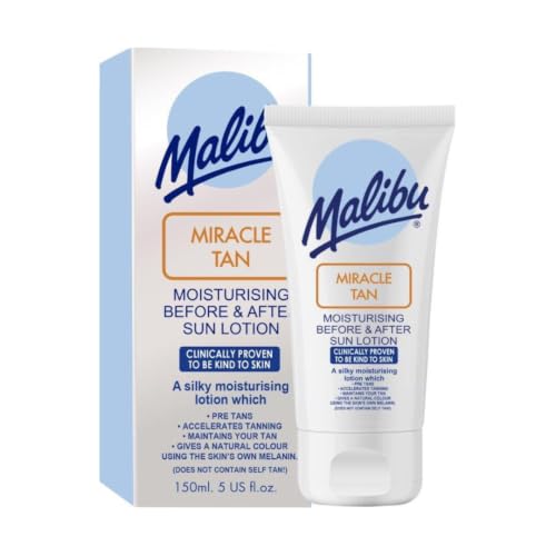 Malibu Miracle Tan Lotion Before and After Sun Moisturising Lotion with Aloe Vera Vitamin E and Citrus Flavonoids Hydrating Tan Enhancing Skin Care 150ml