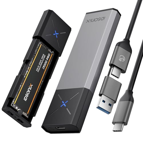 iDsonix Boîtier SSD M.2 NVMe SATA Adaptateur[sans Outil] [Aluminium], NVMe vers USB 3.2 Gen2 avec...