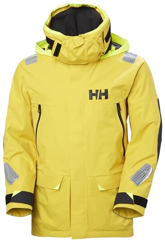 Helly-Hansen Skagen Wasserdichte Jacken für Herren mit winddichtem Segelstoff und verstaubarer neongelber Kapuze, 348 Gold Rush - XL