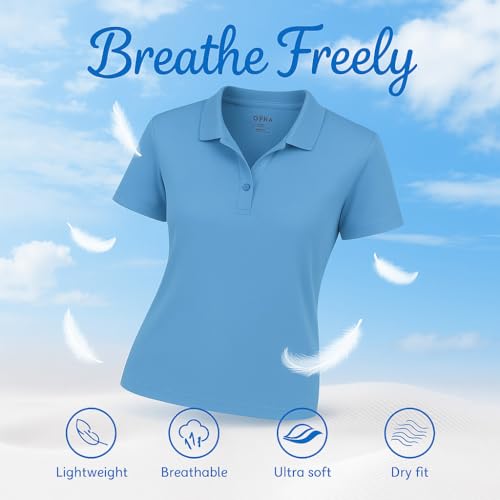 Image of Opna Women's Dry-Fit Golf Polo Shirts 3-Button Golf Polo's in 20 Colors XS-3XL Shirt