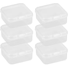 6 PCS Small Square Storage Boxes with Lids Mini Plastic Empty Containers for Storing Beads Pills Jewelry Game Pieces Craft and Other Small Items 4.5 * 4.5 * 2cm