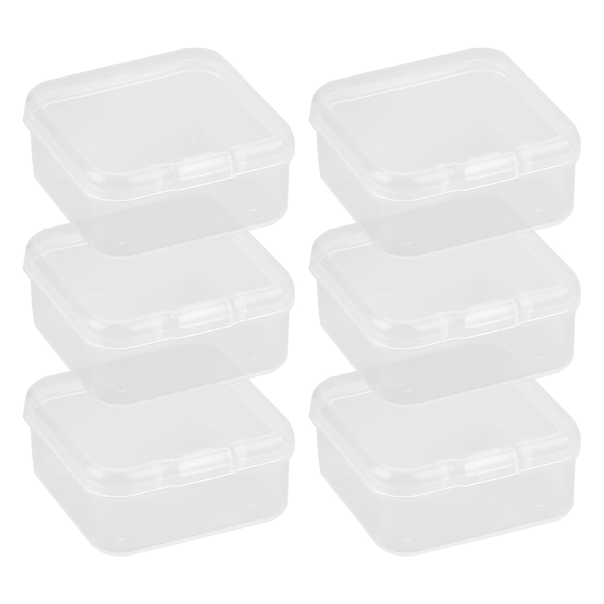 Hopzab Clear 6 Pcs Small Square Storage Boxes With Lids Mini Plastic Empty Containers For Storing Beads Pills Jewelry Game Pieces Craft And Other Small Items (4.5 * 4.5 * 2Cm)