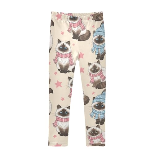 J JOYSAY Cartoon Cats Stars Girls Leggings Soft Comfortable Long Kids Girls Clothes Size 4-10T