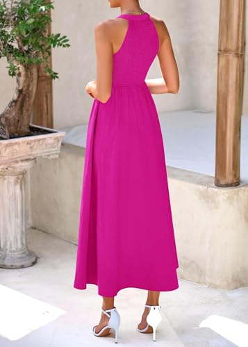 Image of KIRUNDO Summer Dresses for Women 2026 Halter Maxi Wedding Guest Party Cocktail Semi Formal Elegant Classy Long Sundress