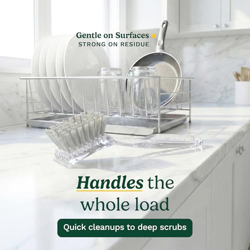 Image of Cuisinart Dish Brush with Handle 2 Pack - Kitchen Scrub Brush for Dishes, Pots & Pans, Non-Scratch Dish Scrubber, Firm Bristles for Sink & Cookware, Comfortable Grip for Everyday Cleaning