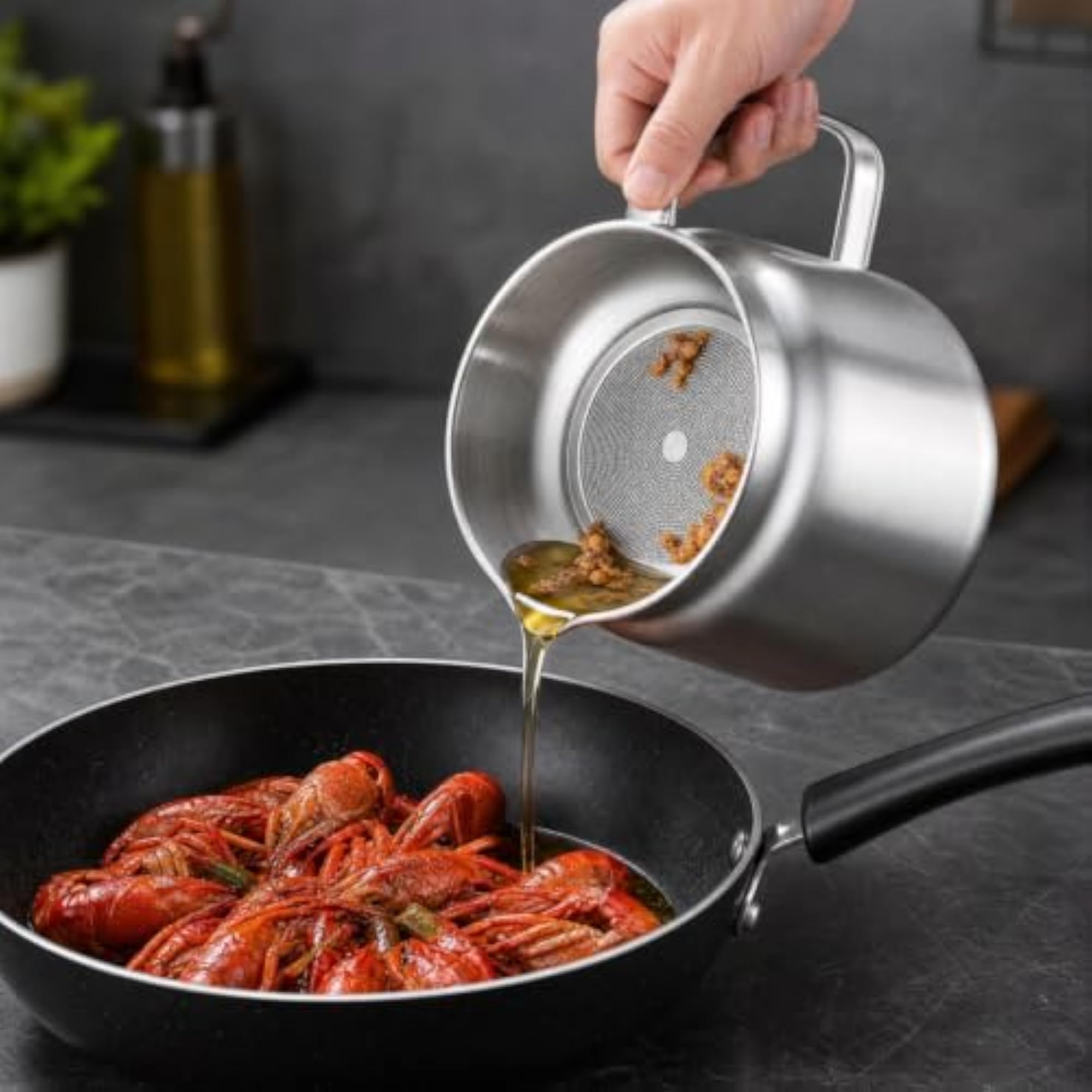 Oil Strainer Pot with Frying Basket, 2.0L