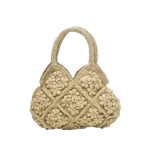 Bolso de playa tejido floral para mujer miniatura 1