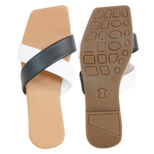 Image of TIGER COLLECTIONS Women's Flat Cross Strap Slippers | Comfortable Open Toe Casual Slip-On Sandals | Lightweight Anti-Skid Daily Wear Fashion Flats for Women & Girls