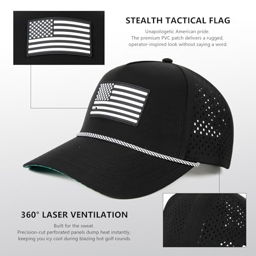 Image of TOP-EX Men's Cooling Golf Hat, Big Heads Tactical USA Flag Waterproof Cap