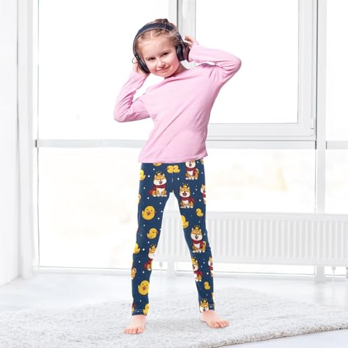 Crown Dog Yellow Duck Girls Leggings Soft Stretch Workout Yoga Dance Pants for Kids Casual Tights4