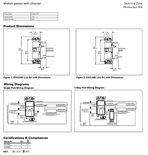 Eaton Osul06D-C4-K-L Occupancy Motion Sensor With Dimmer, Single Pole & 3-Way, In White Ivory Black Colors #TOP5