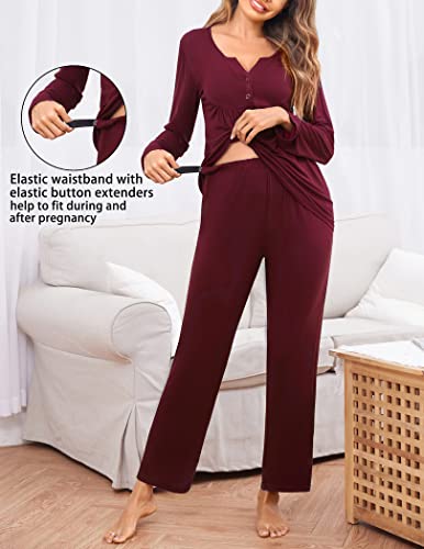 Ekouaer Women's Maternity Nursing Pajama Set Breastfeeding Long Sleeve Sleepwear Set Pregnancy Pjs #TOP1
