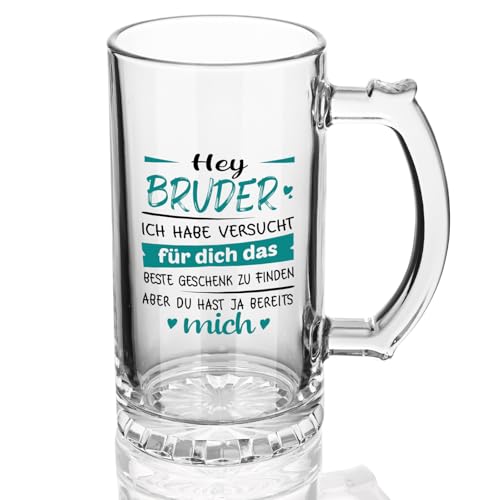 Joymaking Bierglas - Bruder Geschenk für Weihnachten & Geburtstag Bester Bruder Geschenk zu Weihnachten 0 5L Biermug