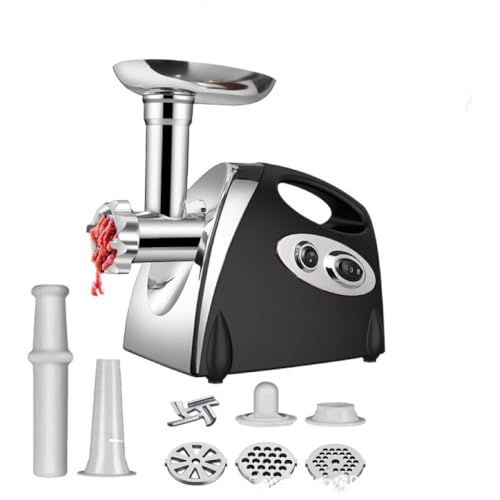 Molinillo De Carne Eléctrica, Fabricante De Salchichas De Acero Inoxidable, Kit De Molinillo De Carne, Con 3 Placas De Corte,Tuusillos Para El Relleno De Salchichas, Para Procesamiento Eficiente De A