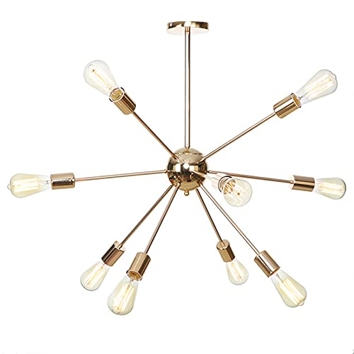 Lustre Spoutnik Doré : Finis les Salons Sombres avec Ce Plafonnier 12 Lampes