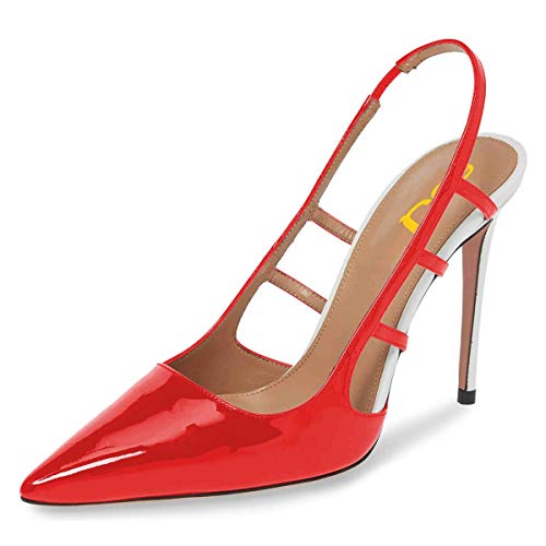 FSJ Women Pointy Toe Cutout Slip On Pumps Stilettos High Heel Slingback Gladiator Evening Office Lady Dress Shoes Size 4-15 US