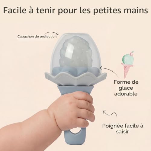 Moonkie Lot de 2 Sucettes à Fruits en Silicone pour Bébé avec Plateau de Congélation, Adaptées aux Bébés de 4 Mois et Plus, Deux Tailles de Sachets, Poignée Hochet Amusante, Sans BPA – vue 7