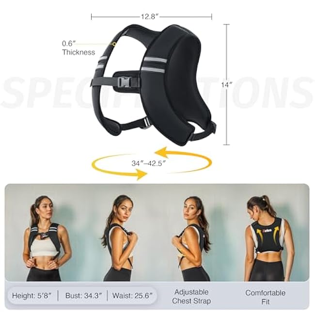 ZELUS Weighted Vest, Silicone Soft Iron Weight Vest for Men and Women, Body Weight Vest with Reflective Stripe & Armband Pouch for Home Gym Strength Training Weight Loss Workout.
