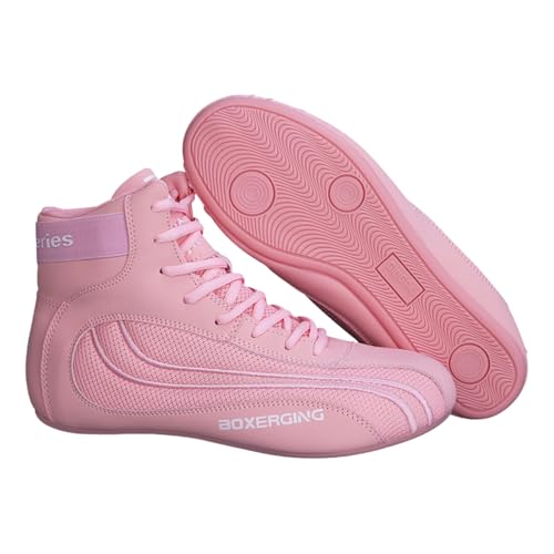 Botas de Boxeo Mujer, Zapatos de Boxeo de Entrenamiento Respirable Antideslizante para Deportes de Combate, Wrestling y Crossfit