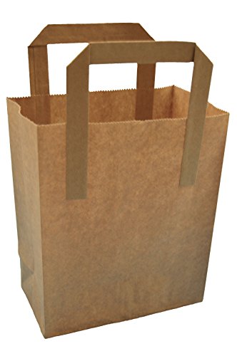 Thepaperbagstore 50 SMALL BROWN KRAFT PAPER (TM) CARRIER SOS TAKEAWAY BAGS SMALL 7"x9"x3"
