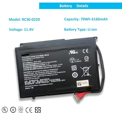 Image of Wefly RC30-0220 Laptop Battery Compatible for Razer Blade Pro 17 inch (2017) i7-7700HK GTX 1060 RZ09-0220 RZ09-02202 RZ09-02202E75 RZ09-02202E75-R3B1 Laptop Battery