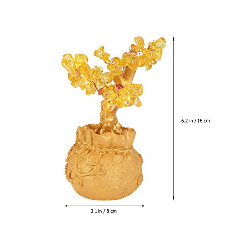 Amosfun Citrino Árvore Fortune Árvore Chinês Árvore Sorte Feng Shui Estátua Gem Pedra Dinheiro Ornam