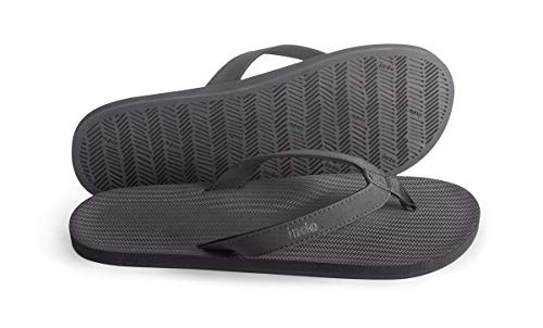 Indosole Men's ESSNTLS Vegan Flip Flops [Reused Tire Sole, Natural Rubber Arch Support, ENVRO Strap, Waterproof], [Sport, Yoga, Skate, Surf], Size 9, Black