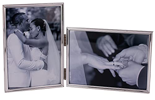 Leadex Vertical Horizontal Combo- Double 4 By 6 Inch Metal Folding Picture Frames-(1 Landscape And 1 Portrait Style) (Silver) #TOP7