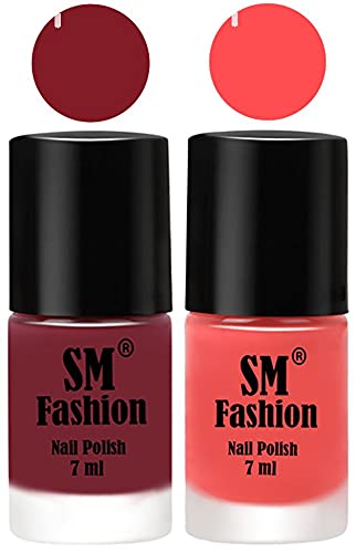 Image of Long Lasting Nail Polish | Nail Paint Combo 7 ml Each) - Set of 2 Lip-Peach Pink
