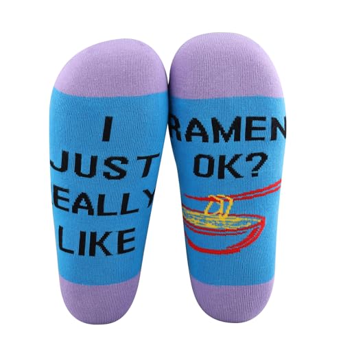 MBMSO Ramen Noodle Socks Ramen Noodle Lovers Gifts 1 Pair I Just Really Like Ramen Dress Socks Ramen Foodie Gifts Food Socks