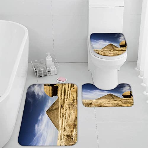 Badematten set 3D 40x60 Ägyptische Pyramiden absorbierend 3-teiliges Badezimmerteppich-Set maschinenwaschbare weich…