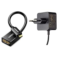 UGREEN Micro HDMI Adapter 4K 60Hz Micro HDMI auf HDMI Adapter 3D 1080P HDMI Typ D auf A Micro HDMI Adapterkabel Schwarz &amp; Raspberry 4596 Pi offizielles Netzteil für Raspberry Pi 4 Model B
