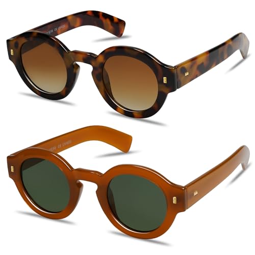 Image of VANLINKER Vintage Round Polarized Sunglasses for Women Men Trendy Shades Retro Circle Sun Glasses VL9743