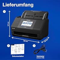 Epson Workforce ES-590W WLAN Dokumentenscanner | 45 S./Min. / 90 ipm | 100 Blatt automatischer Dokumenteneinzug | 10,9 cm Touchscreen | Farbe | Kabelloses Scannen an mehrere Ziele | Bis DIN A4 – Ansicht 7