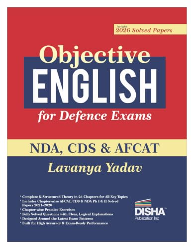 Image of Disha Objective English for Defence Exams - NDA, CDS & AFCAT | For 2026 Exams | Includes PYQs | Fully Solved