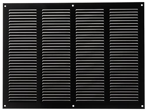 LIRAST 400x300mm / 16x12 inch Black Metal Ventilation Grille - Air Vent Cover with Insect Mesh, 400x300mm / 16x12''