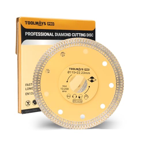 Image of Toolmays 115mm Diamond Cutting Discs, Super Thin Porcelain Cutting Disc For Angle Grinder, Diamond Saw Blade For Tile, Ceramic, Marble, Porcelain