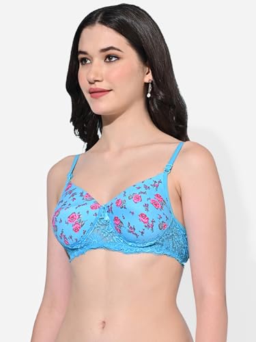 Image of FIMS - Fashion is my style Women Cotton Blend Padded Non-Wired Everyday Bra Pack of 1 Cup- B Multicolor