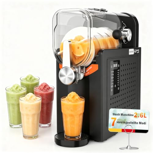 WoRaum Máquina para batidos de 2,6 l con 7 programas y autolimpieza, congelador de hielo para batidos, cócteles congelados, sorbetes, pantalla táctil, 200 W, 220-240 V