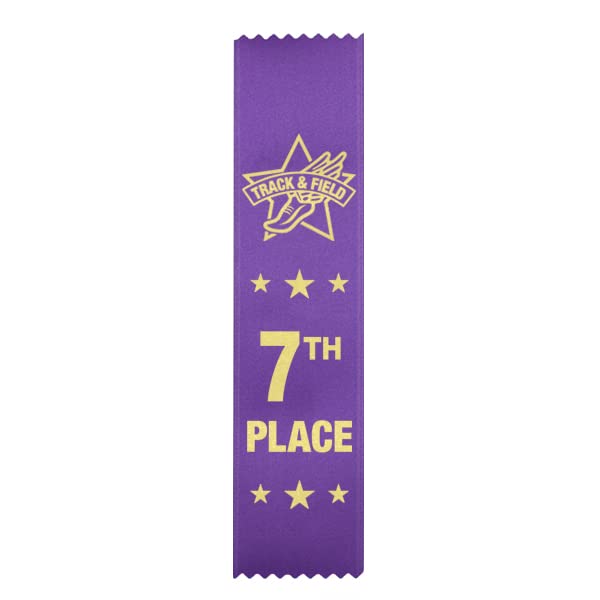 RibbonsNow Track & Field 7th Place (Purple) Ribbons - 100 Economical Flat Style Ribbons (No Card & String)
