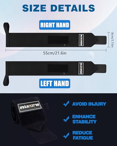 FitDA Wrist Wraps, 2-Pack Gym Wrist Support Wraps, 55cm Weight Lifting Wrist Straps, Enhanced Wrist Bandages for Fitness Bodybuilding Training