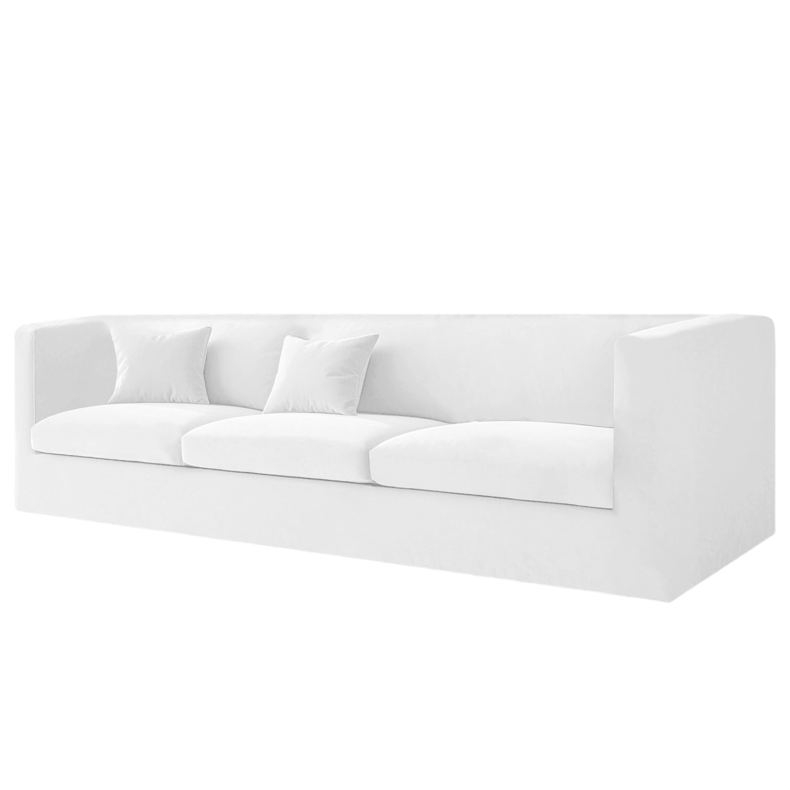 KYJSW High Stretch Chesterfield Sofa Cover Velvet Couch Cover With Seat Cushion Cover Non-Slip Sofa Slipcovers With Armrests For Living Room (White,SOFA+3 LARGE SEATS) — image 1