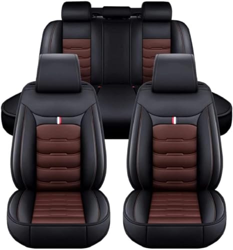 KFBJM Fundas Asientos Coche para Dacia Duster 2 Duster 1 Duster S Logan Sandero Sandero S, Cuero Asientos Traseros Delanteros Juego Protector Cómodo Impermeables Interior Accesorios,Black-Coffee
