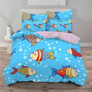 Housse de couette 90x190 poisson bleu pour transformer la chambre de votre enfant en océan