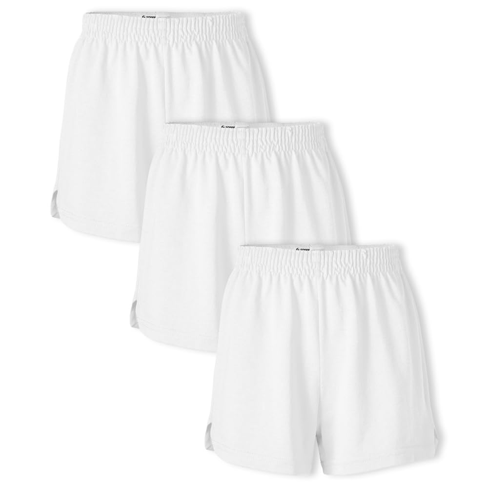 Soffe Youth Girls' Authentic Cheer Shorts, Athletic Cotton Blend, 2.75” Inseam, 3 Pack